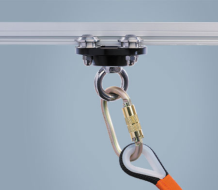 A mobile anchor point for rail lifeline on ceiling