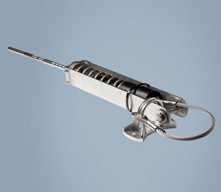 An end anchor with energy absorber of a cable lifeline