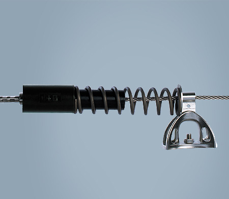 An end anchor with energy absorber of a cable lifeline