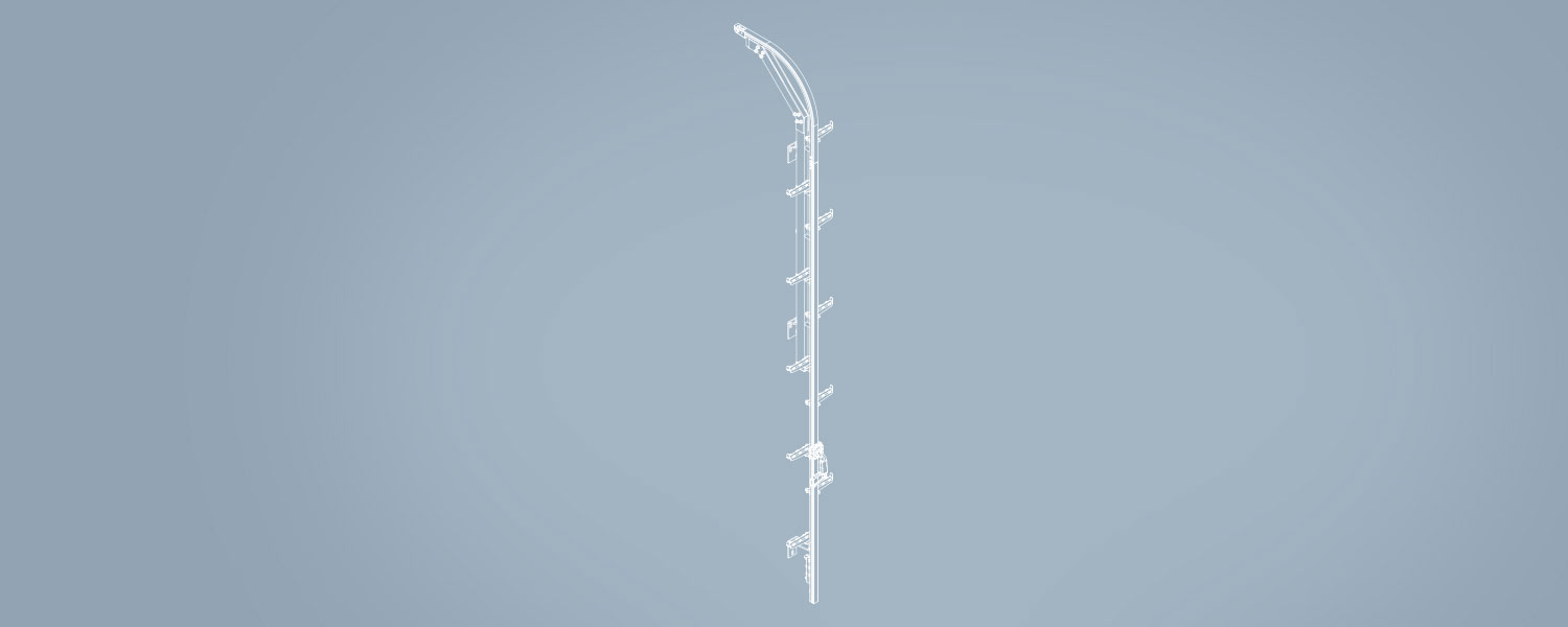 Rail ladder with foldable rungs