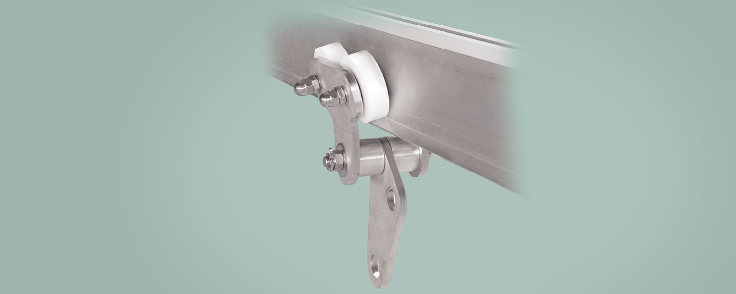 Manual trolley for abseilers in a suspension rail